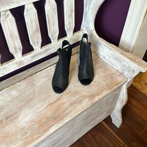 Black Peep toe block heels